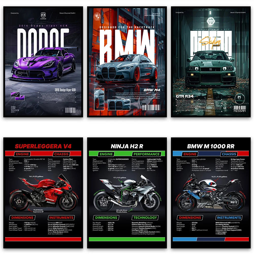 High ~ Detail Car & Bike Prints ~ Perfect Wall Art